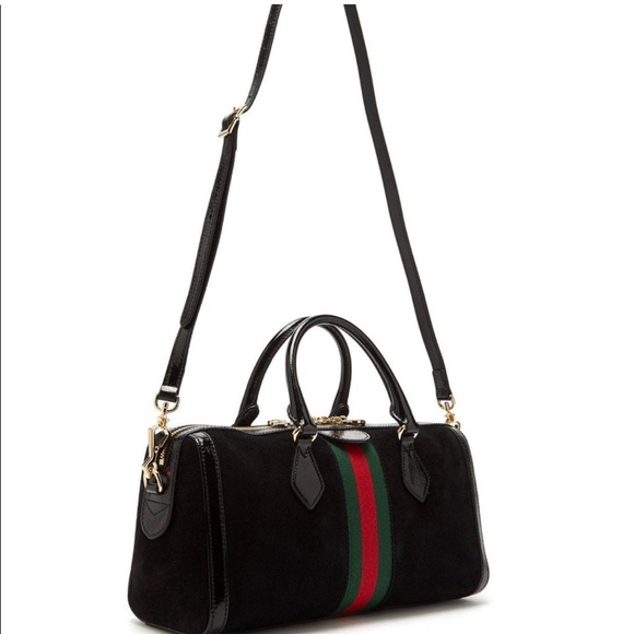 Gucci Black Suede Boston Bag top handle/Crossbody - Picture 3 of 16